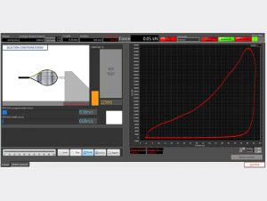 Tennis racket frame testing software screen